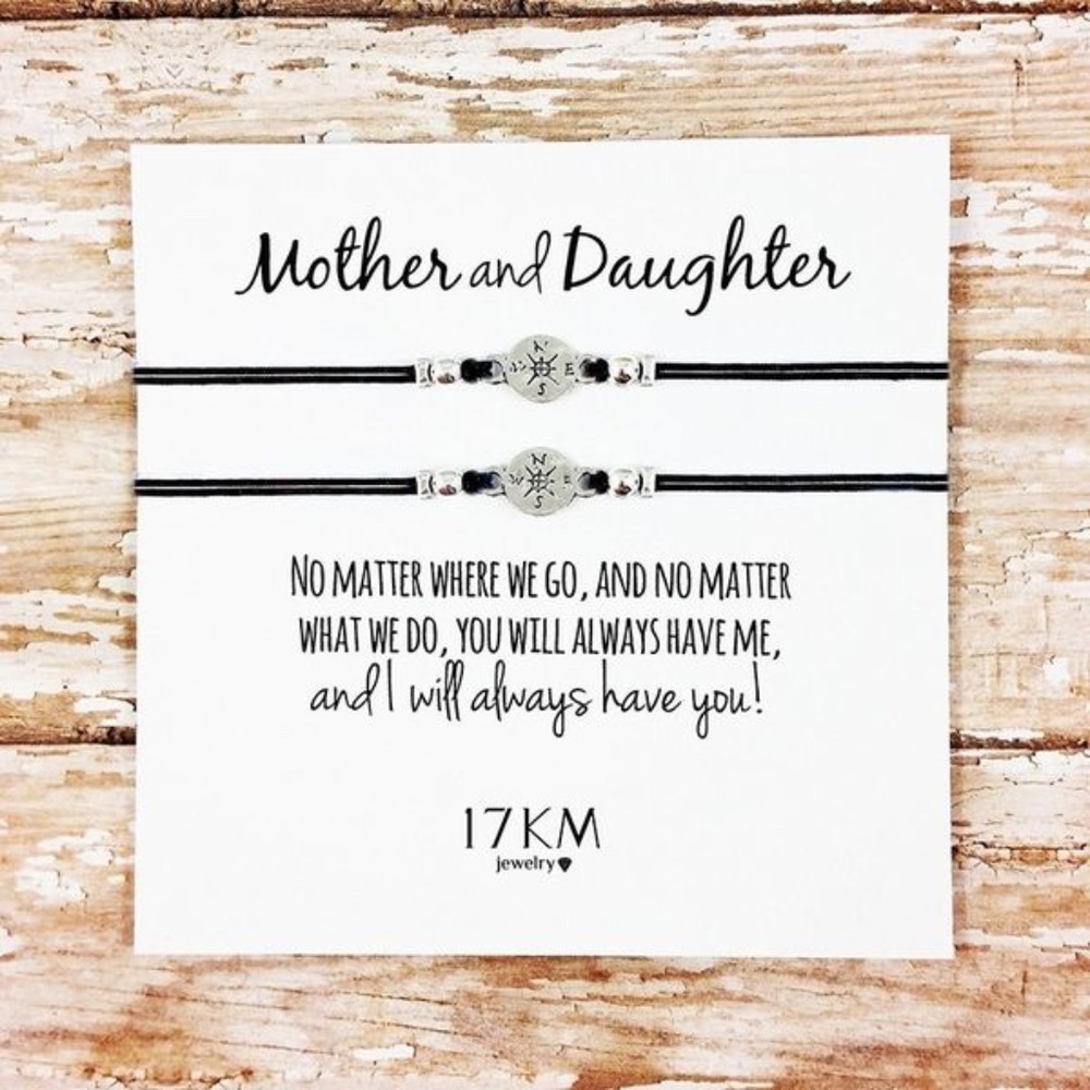 Set of Two Mother Daughter Compass Bracelet Anklet